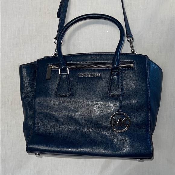 Michael Kors Dark Blue Leather Satchel - Picture 3 of 7